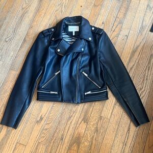 Cropped Moto Leather Jacket
